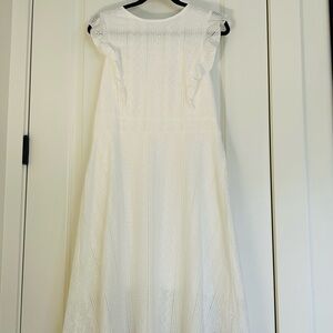 White Flutter Sleeve Eyelet Sundress